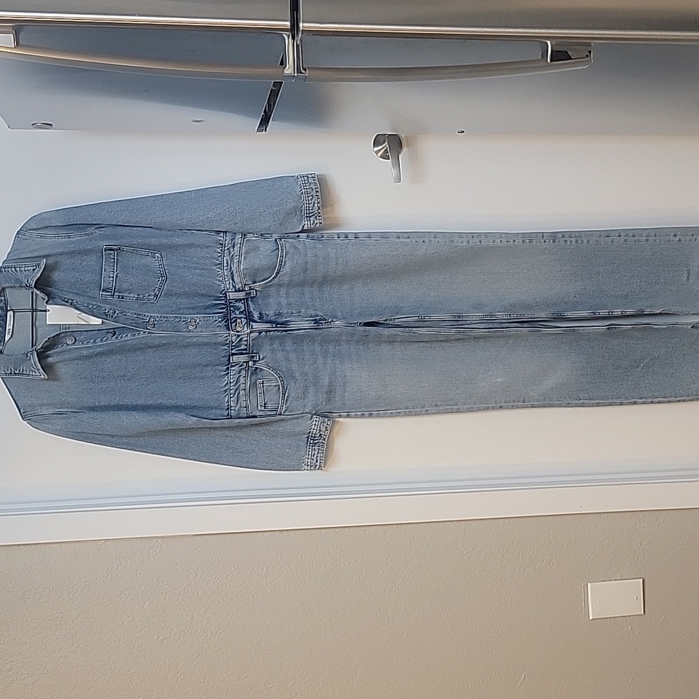 Zara Light Blue Denim Jumpsuit - Picture 3 of 13